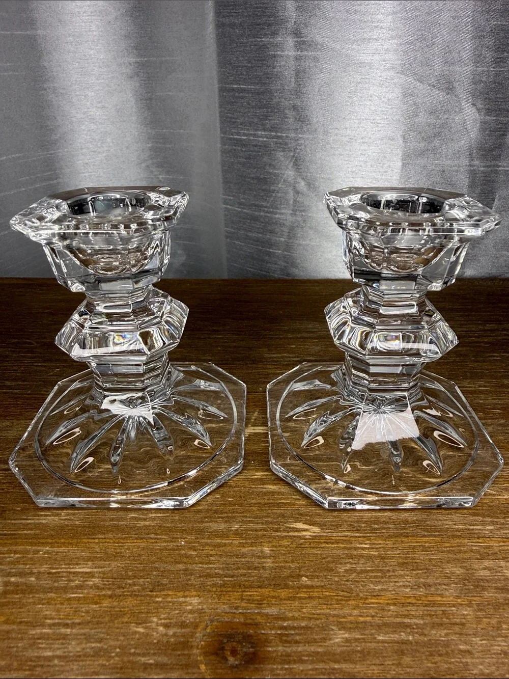 Vtg Mikasa Lead Crystal Elegant Edinburgh Candlestick Holders Set of 2 READ